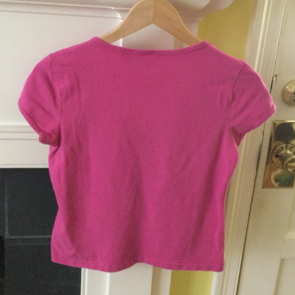 Vintage NY & Co Center Ruched Cinched V-neck Top Y2K Pink - Sz Medium - Picture 2 of 8